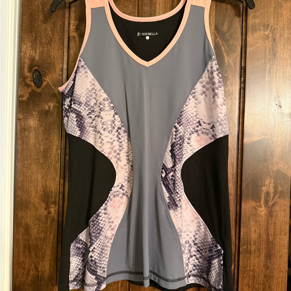 Sofibella Gray And Silver Snake Print Tennis Top - image 1